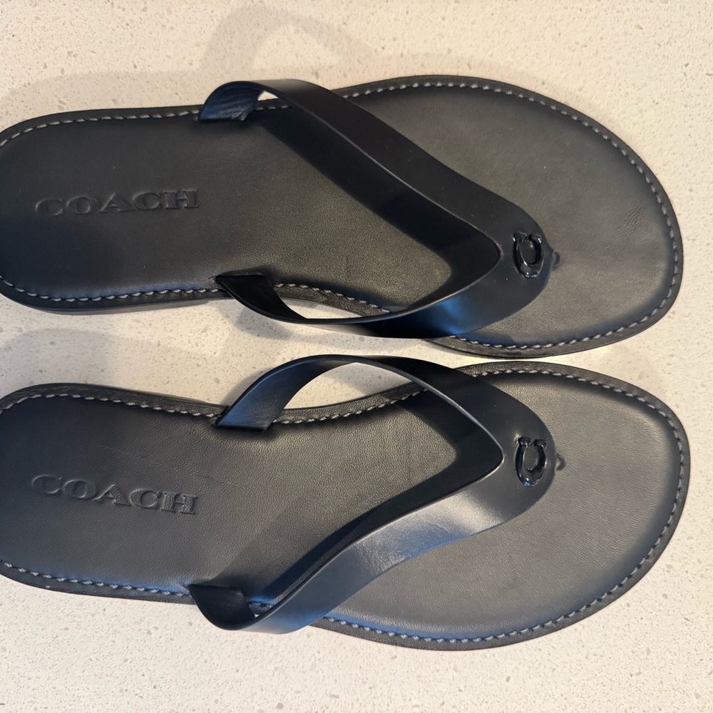 Coach Black Flip-Flop Sandals